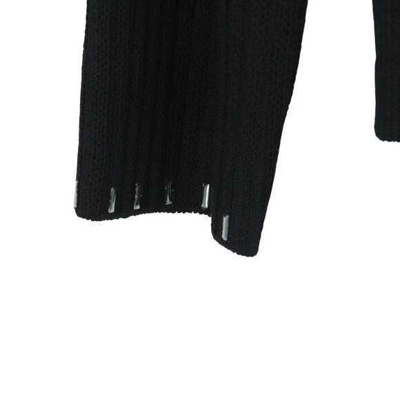 St. John Collection Leather Patch Studded Black Santana Knit Sweater 4 - Picture 3 of 5